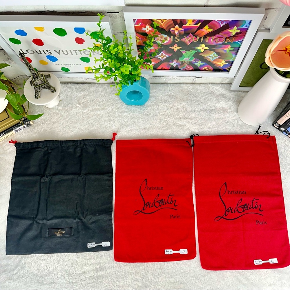 Christian Louboutin or Valentino drawstring dust bag Choose ONE GREAT